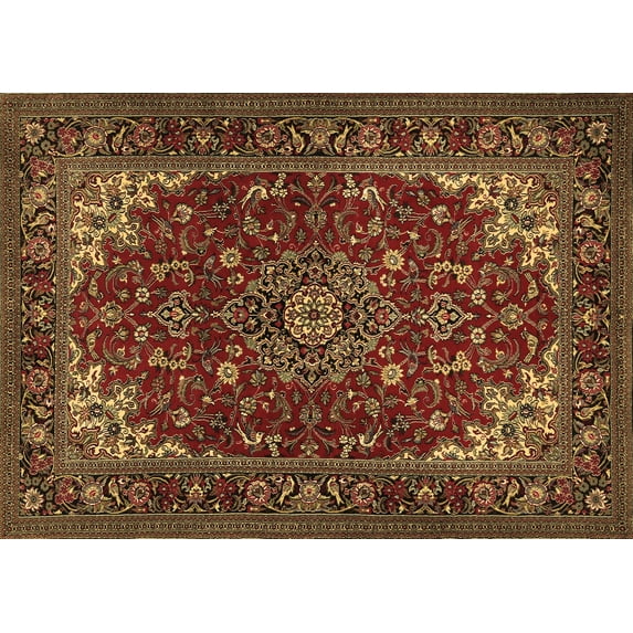 Ahgly Company Indoor Rectangle Medallion Brown Traditional Area Rugs, 5' x 7'