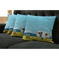 thumbnail image 2 of Ambesonne Summer Throw Pillow Cover 4 Pack, Coastline Clouds Scenery, 18", Aqua Navy Yellow, 2 of 6