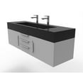 thumbnail image 3 of Nile 60" Gray Wood Floating Vanity with Black Top and Brushed Nickel Trim, 3 of 6