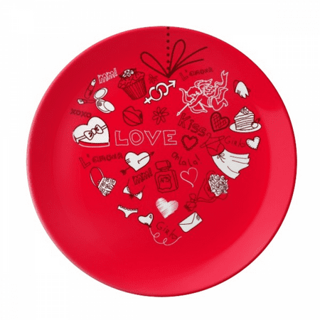 

Valentine s Day Red White Heart Plate Decorative Porcelain Salver Tableware Dinner Dish