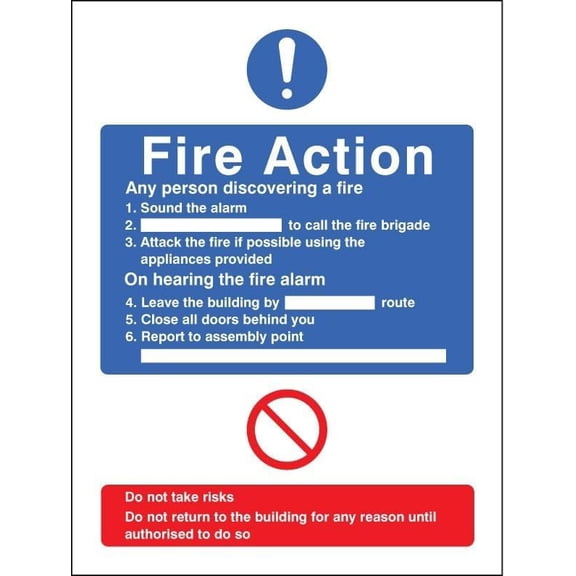 General Fire Action Notice Metal Sign Decorative Wall Plaque, 12 X 8 inch
