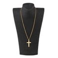 thumbnail image 2 of Collar con colgante religioso de crucifijo de oración cristiana de acero inoxidable Oro, 2 of 9