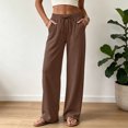 thumbnail image 2 of QGJZVUNL Womens Wide Leg Pants Sweatpants Baggy High-Waisted Drawstring Joggers with Pockets Size L, 2 of 6