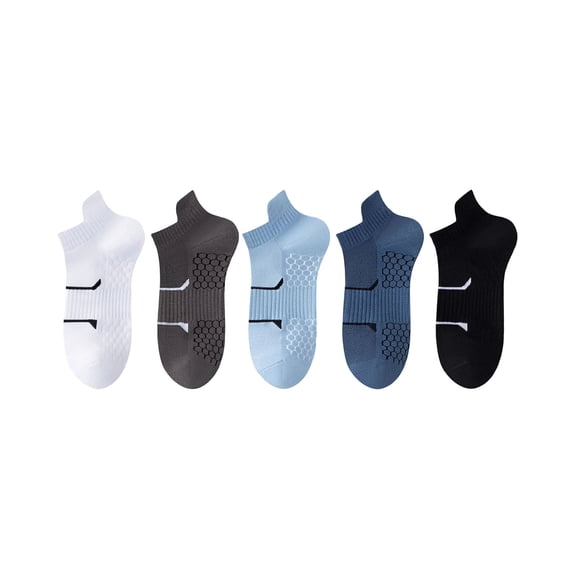 Men & Women Ankle Socks Moisture Wicking Breathable Odor Control Athletic Cushioned Running Socks Arch Support Sport Low Cut Socks 5 Pairs Multicolor Free Size(Free Size)