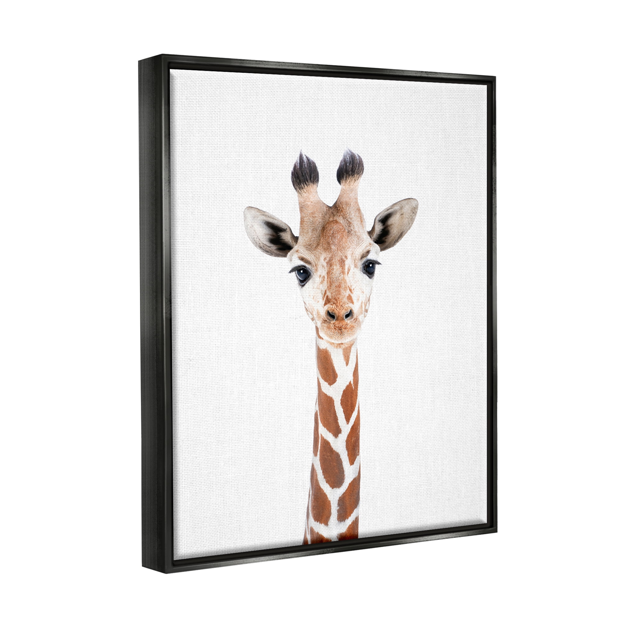 Stupell Industries Giraffe on White Portrait Animals & Insects Painting Black Floater Framed Art Print Wall Art, 17 x 21