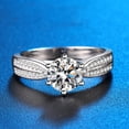 thumbnail image 3 of 925 mujeres con anillo de compromiso de plata, boca ajustable, diamante real de 1 quilate, 3 of 5