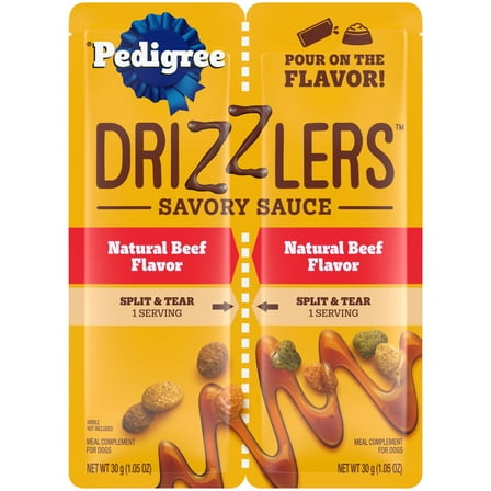 Pedigree Drizzlers Natural Beef Flavor Savory Sauce Wet Dog, 2.1 Oz Twin Pouch