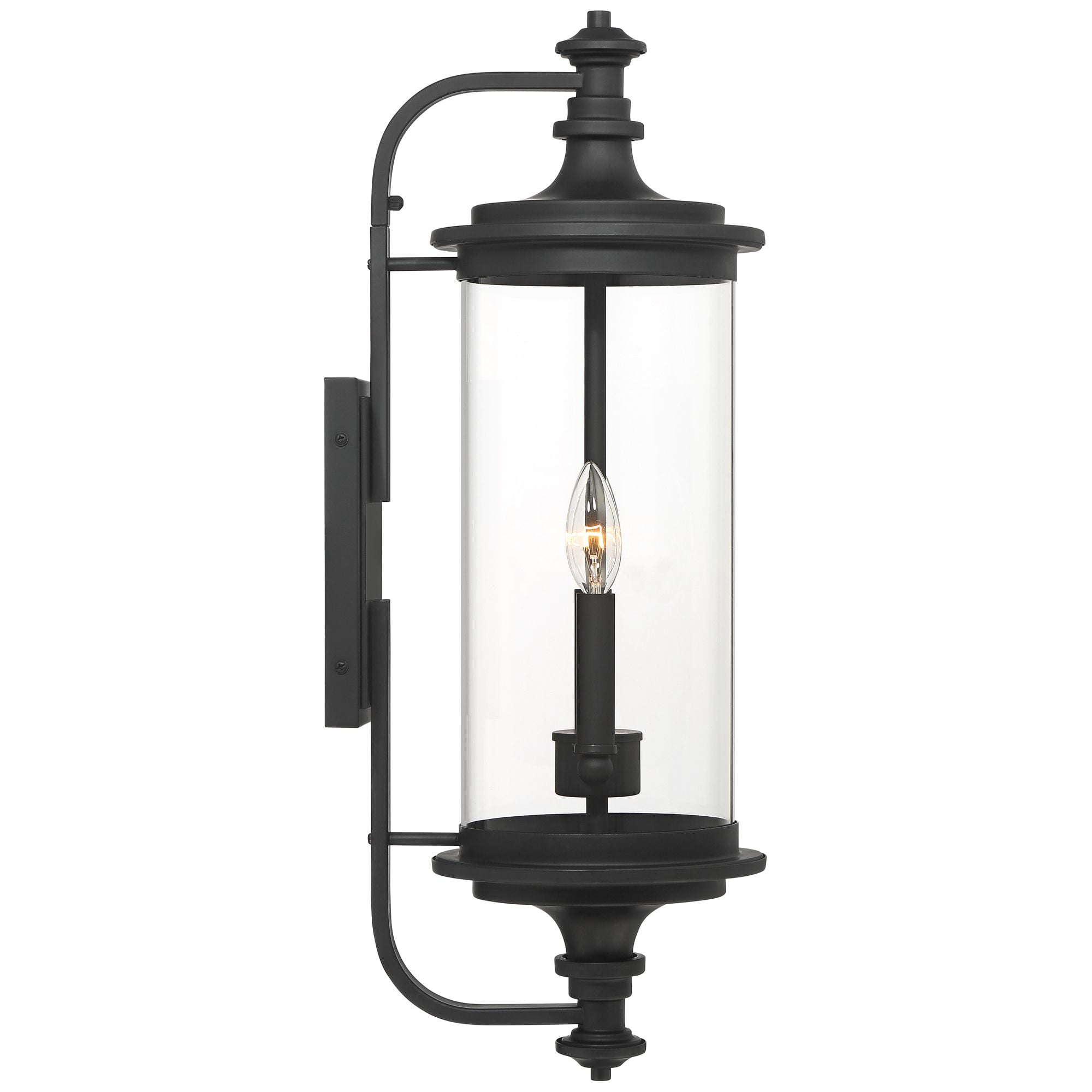 Possini Euro Design Medici Modern Outdoor Wall Light Fixture Black Metal 24 1/2" Clear Glass for Post Exterior Barn Deck House Porch Yard Patio Home