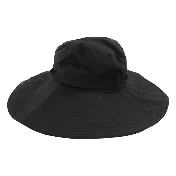 UPF 50 UV Protection Adjustable Waterproof Versatile Wide Brim Fisherman Hat for Outdoor Fishing Black