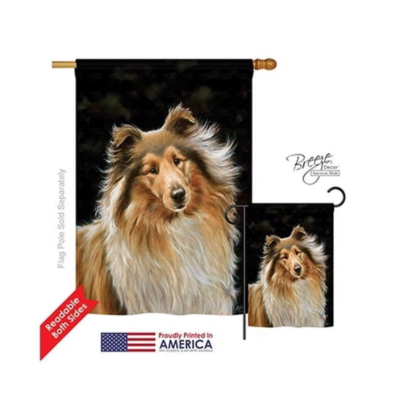Breeze Decor 10075 Pets Collie 2-Sided Vertical Impression House Flag - 28 x 40 in.