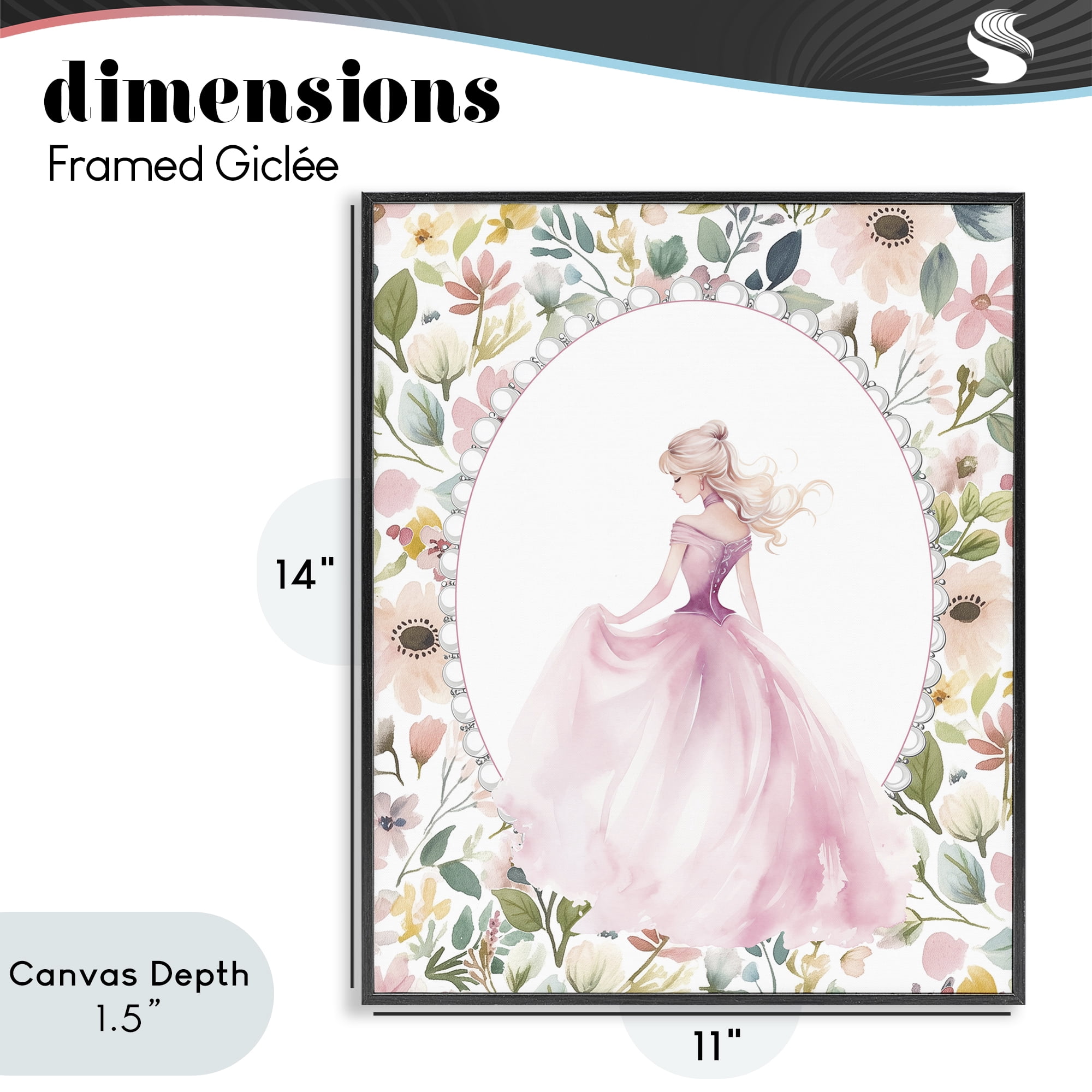 Stupell Industries Graceful Princess Love Black Framed Giclee Art, design by Christine Simpson Art
