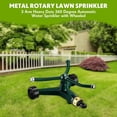 thumbnail image 4 of Metal Rotary Lawn Sprinkler 3 Arm Heavy Duty 360 Degree Automatic Revolving Whirling Water Sprinkler with Wheeled Base, 4 of 6