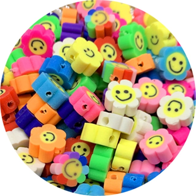 200 Pcs Perles Rondes Colorées pour Fabrication de Bijoux pour Enfants, Bricolage, Tournesol