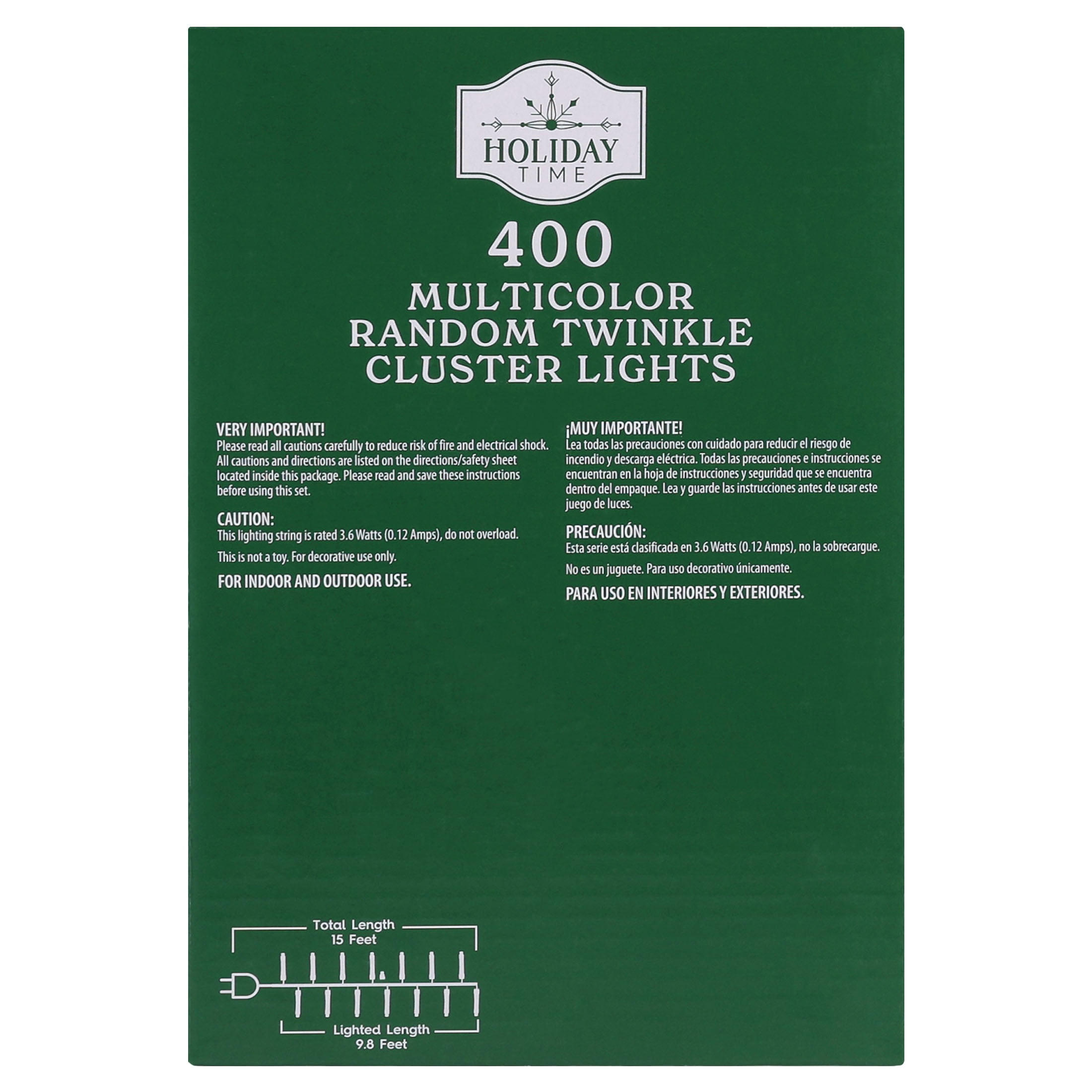 Indoor/Outdoor 400-Count LED Random Twinkle Cluster Christmas Garland Lights, Multicolor, Green Wire, 9.8', by Holiday Time