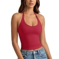 thumbnail image 4 of oqasdz Tank Tops for Women Workout Halter Neck Slim Fit Camisole Solid Color Sleeveless Stretchy Tank Top Athletic Casual Daily Wear, 4 of 7