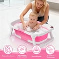 thumbnail image 6 of TUMAJUP Collapsible Baby Bathtub for Infants and Toddlers with Bath Net and Thermometer-Hot Pink, 6 of 6