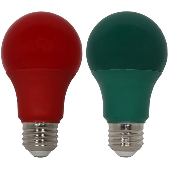 GoodBulb A19 LED Light Bulb 9W Red and Green Colored Light Non Dimmable E26 Medium Base 120V 2 Pack