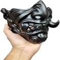 thumbnail image 4 of Máscara Hannya Japonesa Demon Samurai Kabuki Devil Half Face Mask Cosplay, Japanese Demon Face Cover Halloween Buddhism Ghost Half Face, 4 of 5