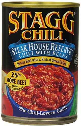 Stagg Steakhouse Reserve Beef Chili with Beans, 15 Oz, 6 Count Cans