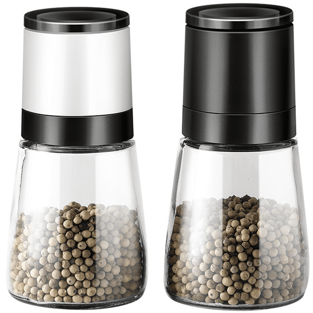 Deluxe Salt & Pepper Grinder With Stand Peppermill - Dual Spice Mill Set  With Adjustable Coarseness Stainless Steel Seasoning Dispenser Easy Refill