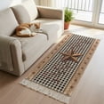 thumbnail image 4 of Kitchen Rug Runner 2'x 5', Brown Texas Star Retro Indoor/Outdoor Washable Carpet with Tassels, Country Star Buffalo Plaid Wooden Reversible Low-Pile Soft Area Rug for Living Room, Bedside, Sink, 4 of 9