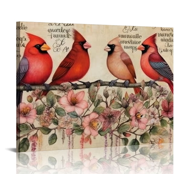 EastSmooth Cardinal Wall Art Red Bird Flower God Says You Are Pictures Wall Decor Rustic Country Birds Canvas Prints Motivational Framed Modern Artwork for Home Kitchen Living Room Bedroom Bathroom