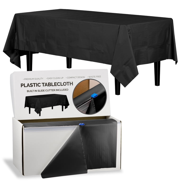 Exquisite Black Plastic Tablecloth Roll, 54" x 300 ft., Built-In Cutter photo 6