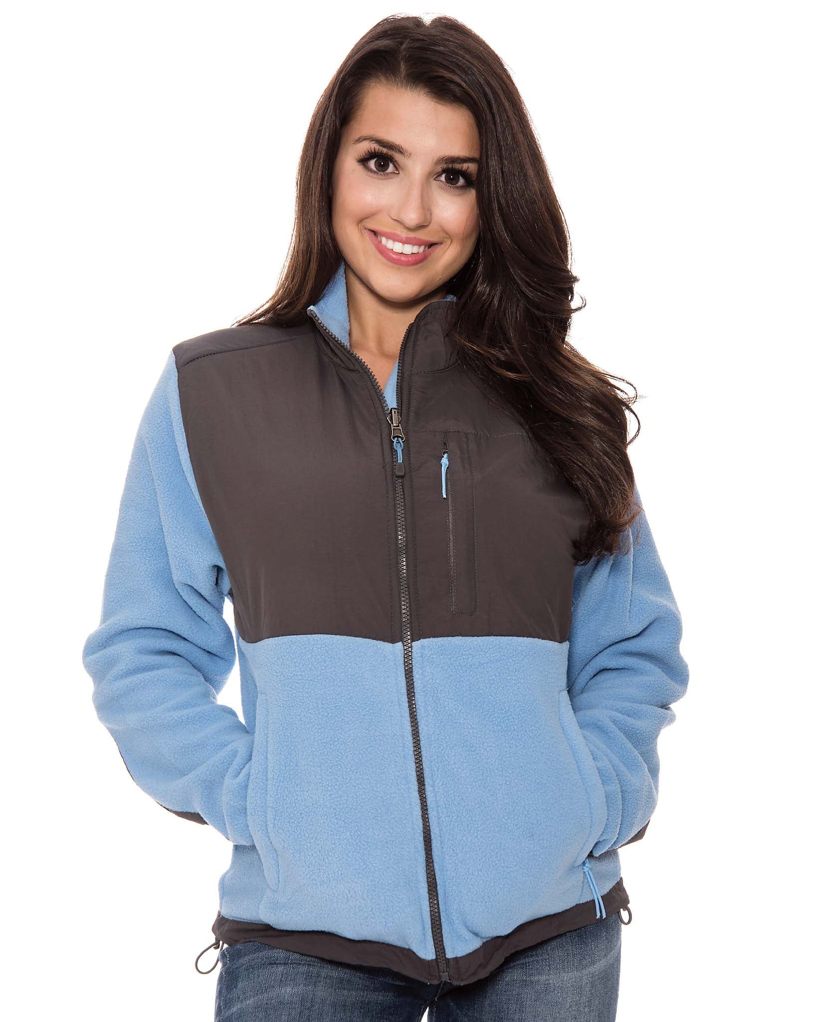 TR Women's Sport Fleece Jacket by 9 Crowns Essentials (Sky/Grey, Small