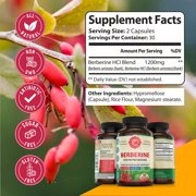 Berberine Supplement Capsules 1200mg, Supports Heart and Cardiovascular Wellness. USA Made. 60 Capsules
