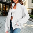 thumbnail image 7 of Mitankcoo Girls Full‑Zip Jacket Stand Collar Raglan Sleeve Sweatshirt Coat with Thumb Holes & Pockets Casual Loose Outerwear, 7 of 7
