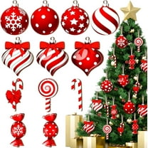 36PCS Christmas Balls Candy Ornament,Red White Peppermint Candy Cane Decor for Xmas Tree, Lollipop Ornament Xmas Hanging Decorations Colorful Mint Wood Decorations Christmas Decorations,2Set