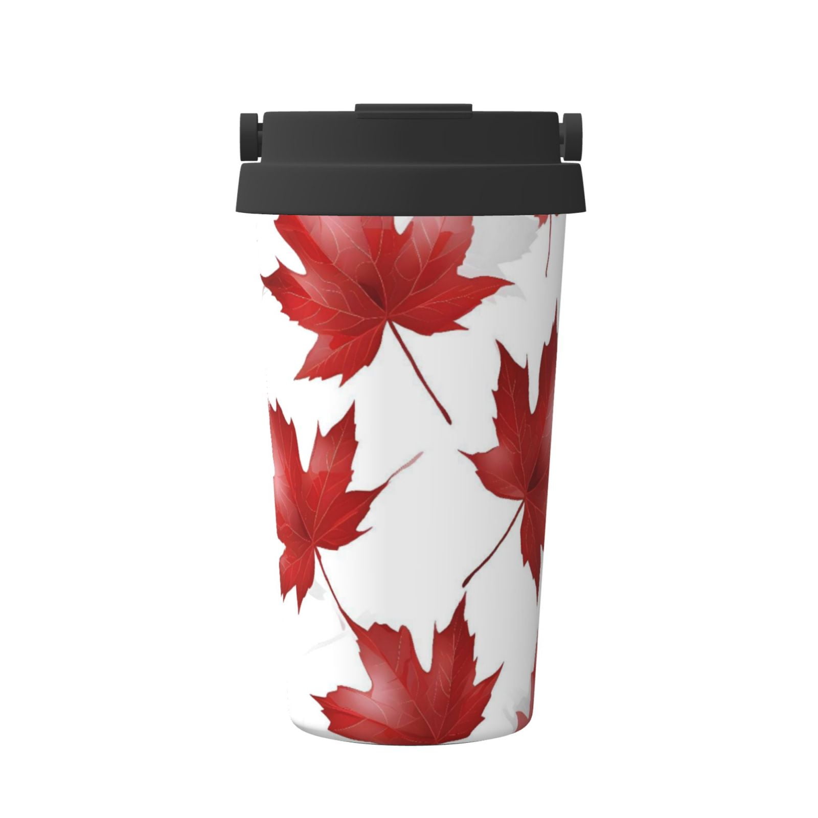 Portable Thermos Cup Coffee Cup 6.9&times;3.4in Invisible Ring Easy To Carry For Car Cafe Office Home Maple Leaves