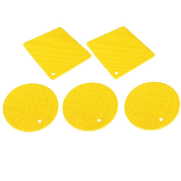 Alfombrilla para olla resistente al calor, alfombrilla para salvamanteles de silicona de 5 piezas, alfombrilla para olla caliente, alfombrilla para salvamanteles de silicona, integración perfecta