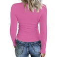 thumbnail image 5 of LISTHA Ribbed Long Sleeve Top for Women Basic Casual Crew Neck Tops Trendy Fall Stretch Shirts Hot Pink 2XL, 5 of 5
