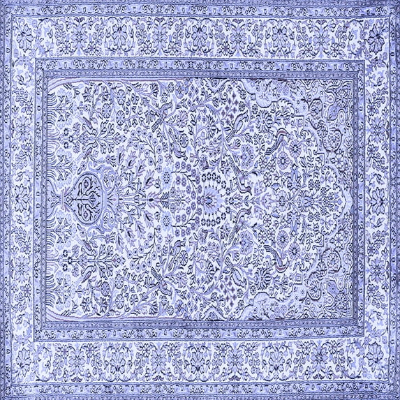 Ahgly Company Machine Washable Indoor Square Persian Blue Traditional Area Rugs, 5' Square