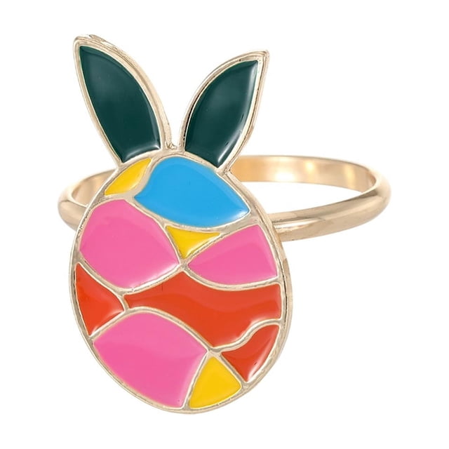 Easter Bunny Ears Colorful Enamel Metal Napkin Ring 1Pc for Western Restaurant Table Decoration