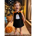thumbnail image 4 of Cjfdfy Toddler Baby Girls Halloween Outfit Dress Pumpkin Ghost Corduroy Embroidery Sleeveless Bow Decor A-line Stripe Dress Cute My First Halloween Fall Winter Outfit 6M-4Y, 4 of 9