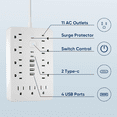 thumbnail image 3 of Regulador Multicontactos Con 11 Salidas 4usb Y 2 Tipo C 3m Xtellar blanco, 3 of 3