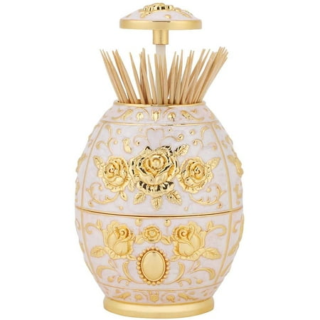 

Zinc Alloy Toothpick Holder Portable Retractable Toothpick Dispenser Retro Pop Up Toothpick Case Storage Organizer for Kitchen(Gold)