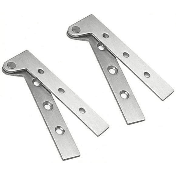 Set of 2 Stainless Steel Hidden Door Pivot Hinges 360 Degree Rotation, 4 Inch Offset Knife Hinges, Concealed Pivot Hinge, Brushed Silver