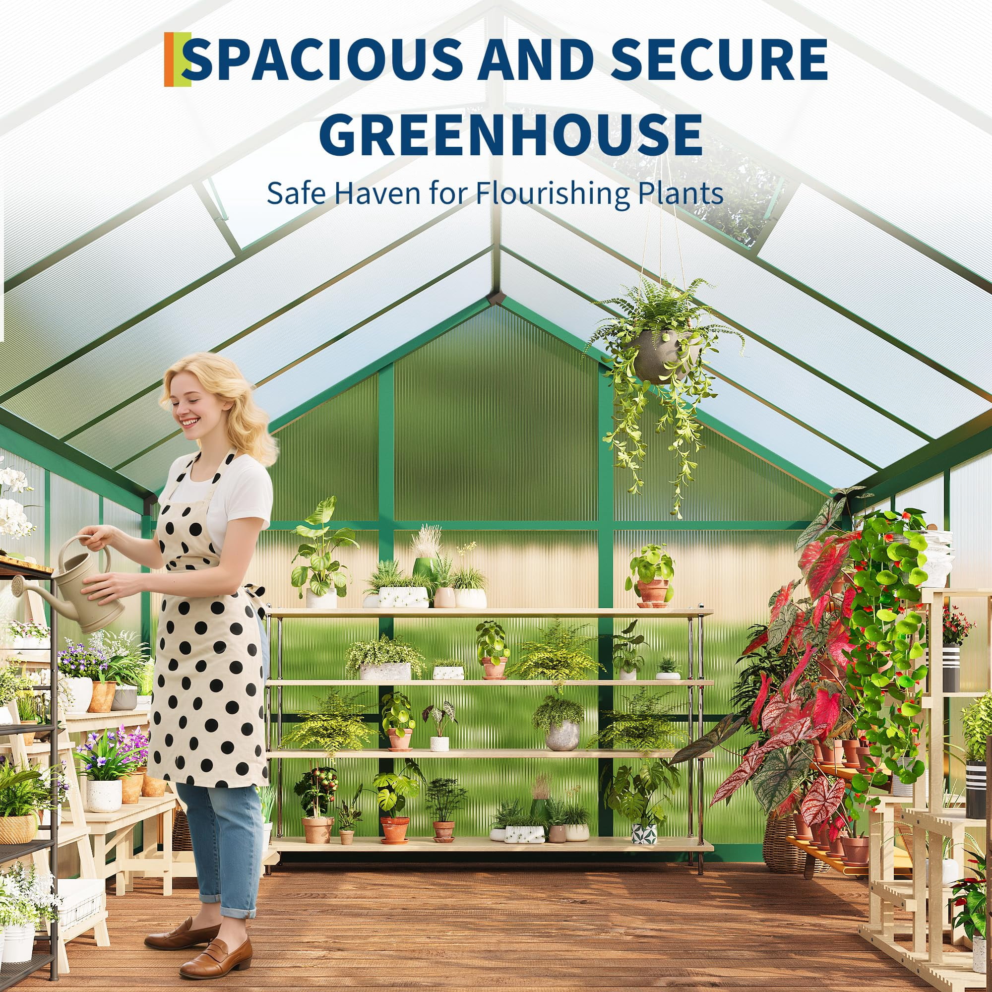6x6 FT Walk-In Greenhouse for Outdoor Gardening, Polycarbonate with Roof Vent, Quick Setup, Enhanced Aluminum Frame - Ideal for All Seasons