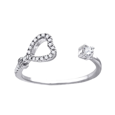 925 Sterling Silver Womens Cubic Zirconia Love Heart Adjustable toe ring Size 8 toe ring for Women
