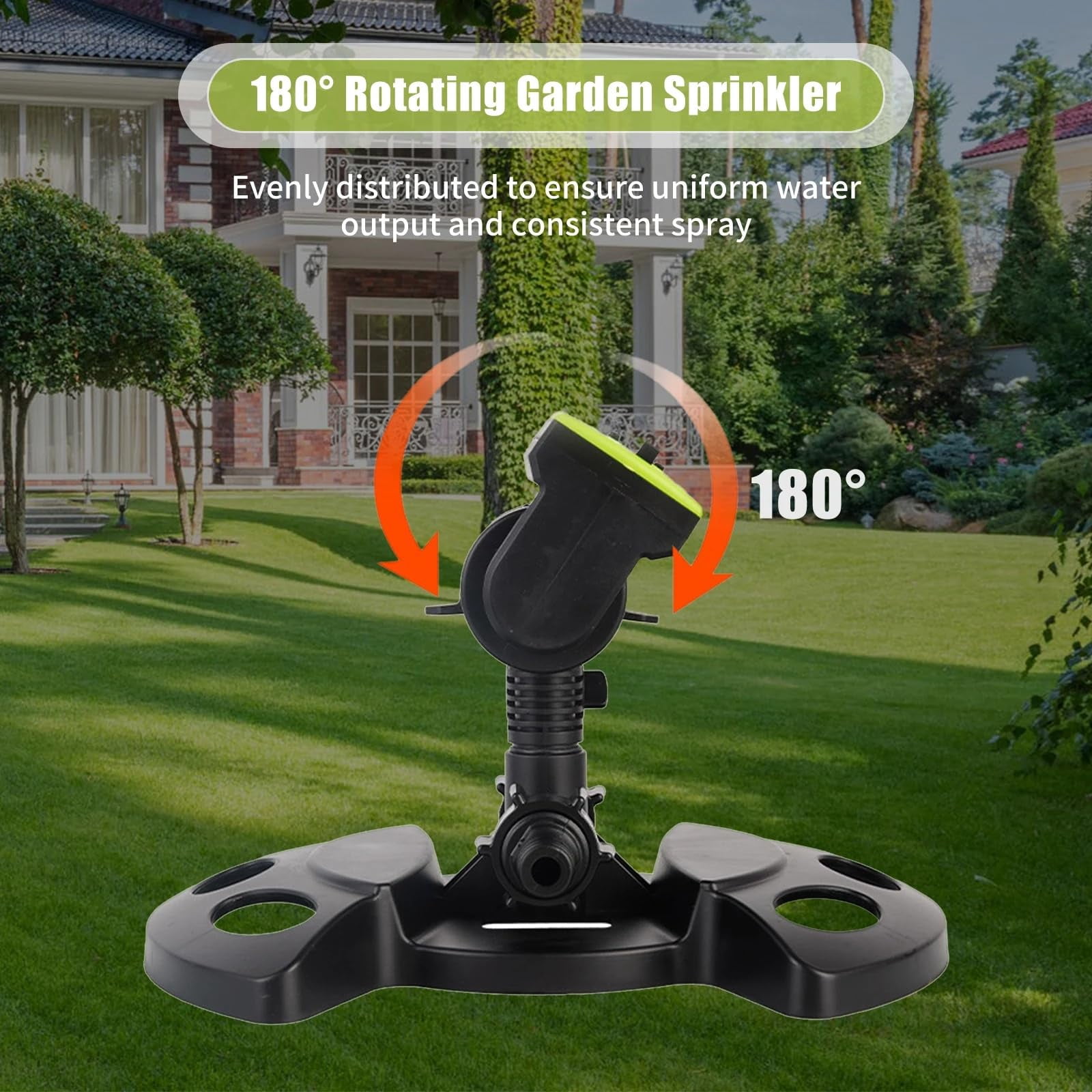 16-Nozzle Oscillating Sprinkler with Dual-Zone Sprinkler Water Timer, Adjustable Mini Turbo Lawn Sprinkler for Yard & Garden Watering