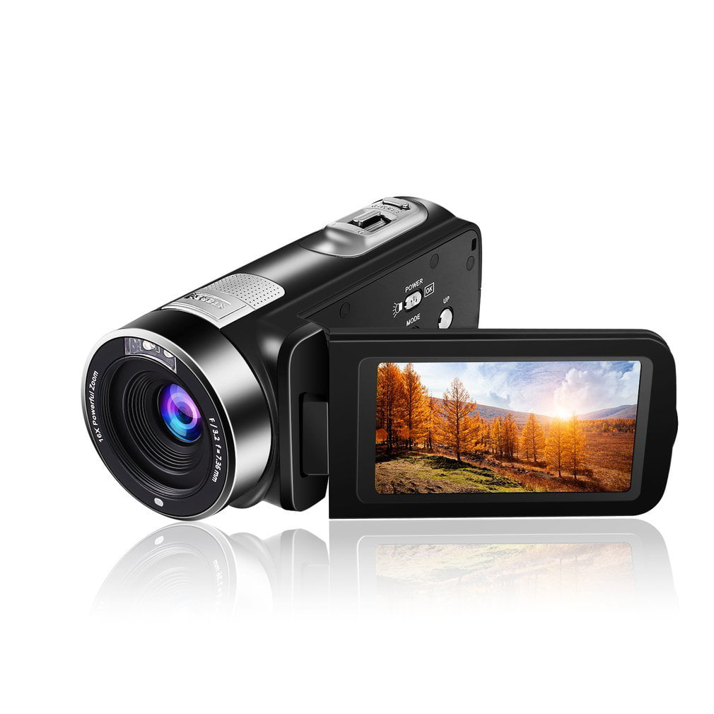 Caméra vidéo numérique Caméscope 1080P 16MP Full HD Rotation 270 ° Grand angle Enregistreur de caméra de vlogging Écran IPS 3,0 pouces Caméscopes Zoom 16X batterie au lithium NP5C intégrée