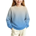 thumbnail image 2 of Gradient Knit Sweater for Girls Boys Crew Neck Long Sleeve Fall Winter Casual Pullover,5-16Years, 2 of 7