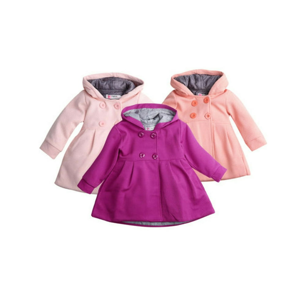wsevypo Toddler Baby Girl Hooded Trench Coat Winter Windbreaker Parka
