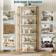 thumbnail image 4 of Twister.CK 6 Tier Bookshelf with Metal Frame, Industrial Tall Bookcase, Freestanding Open Back Display Rack, Storage shelf, for Bedroom, Living Room, White, 4 of 7