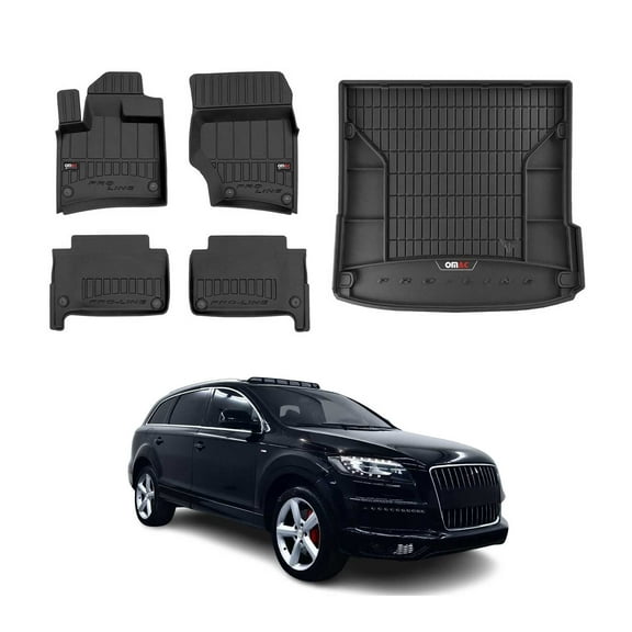OMAC Premium Floor Mats & Cargo Liners for Audi Q7 2007-2015 Rubber Black 5 Pcs