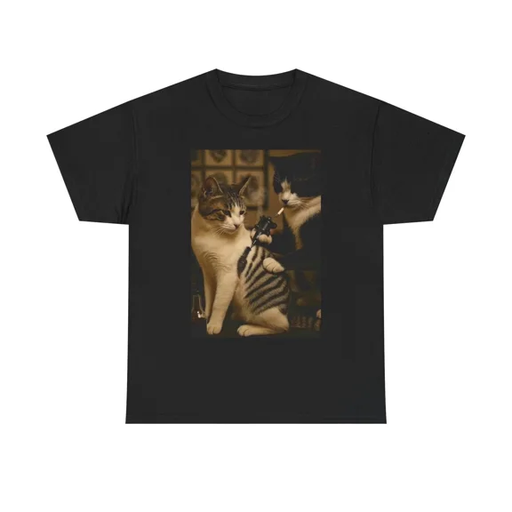 Quirky Cat Tattoo Inspired Funny Ink Style Illustration Graphic Unisex T-Shirt up to size 5XL