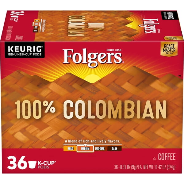 Folgers 100 Colombian KCup Coffee Pods, 36 Count